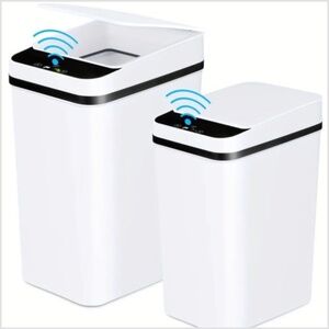 Trash Cans With Lid 2 Pack Touchless Automatic Motion Sensor 2.2 Gal & 4 gal